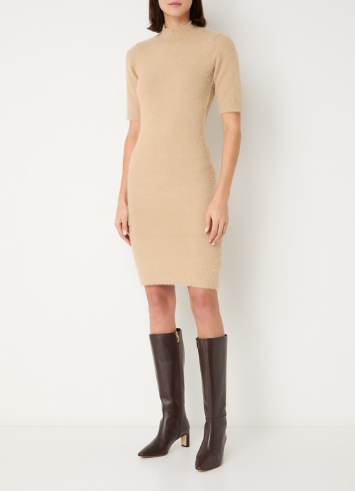NIKKIE Otaru mini trui-jurk met col - voorkant 3 beige