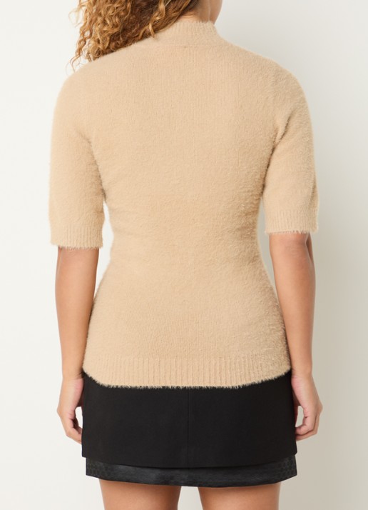 NIKKIE Otaru trui met col en structuur - achterkant 3 beige