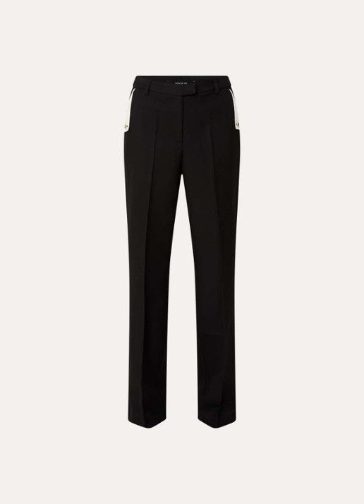 NIKKIE Oulu mid waist straight fit pantalon met steekzakken - voorkant zwart