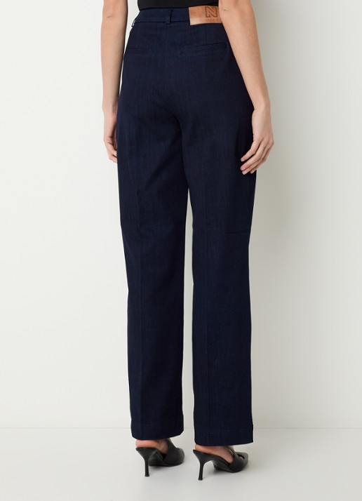 NIKKIE Oviedo high waist straight fit pantalon van denim met steekzakken - achterkant 3 indigo