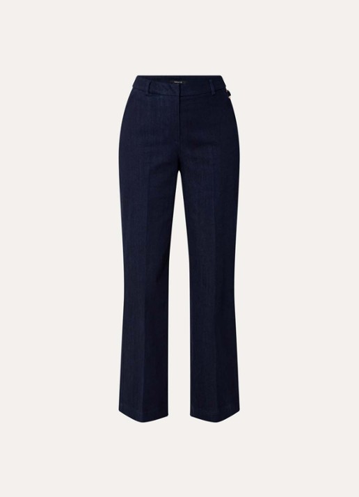 NIKKIE Oviedo high waist straight fit pantalon van denim met steekzakken - voorkant indigo