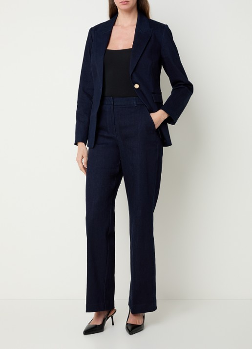 NIKKIE Oviedo high waist straight fit pantalon van denim met steekzakken - voorkant 2 indigo