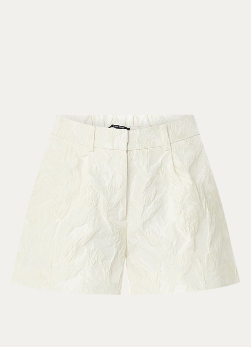 NIKKIE Pamona high waist straight fit korte broek met steekzakken - voorkant creme