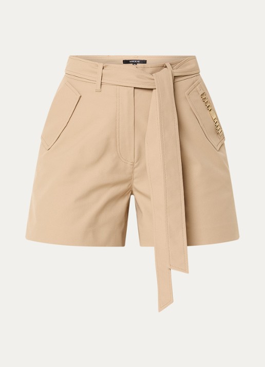NIKKIE Pampanga high waist korte broek met steekzakken - voorkant 3 camel