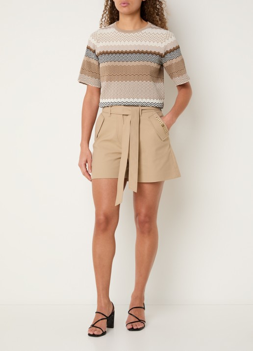 NIKKIE Pampanga high waist korte broek met steekzakken - voorkant 4 camel