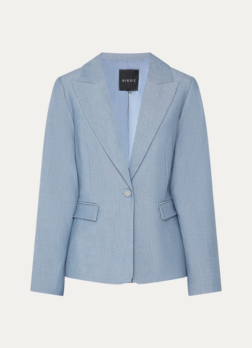 NIKKIE Parisa blazer met klepzakken - voorkant staalblauw