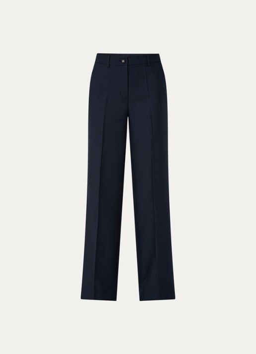 NIKKIE Parisa high waist straight fit pantalon met steekzakken - voorkant 3 donkerblauw