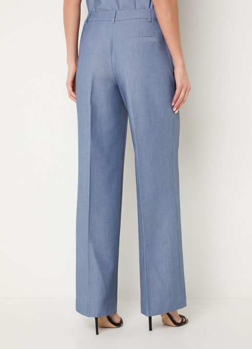 NIKKIE Parisa high waist straight fit pantalon met steekzakken - achterkant 3 staalblauw