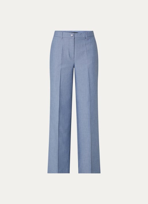 NIKKIE Parisa high waist straight fit pantalon met steekzakken - voorkant staalblauw