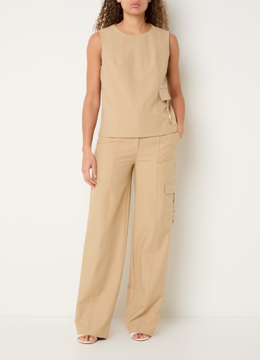 NIKKIE Parlo high waist straight fit broek met klepzak - voorkant 3 camel