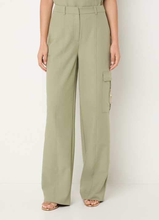 NIKKIE Parlo high waist straight fit broek met klepzak