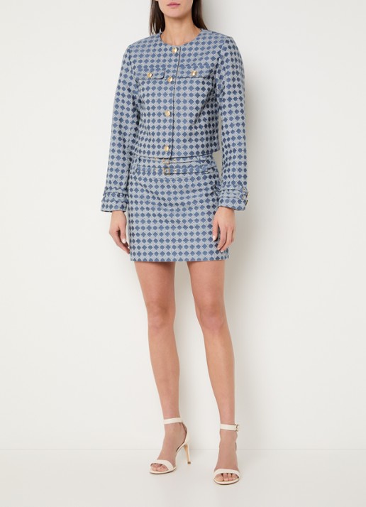 NIKKIE Parole minirok met logoprint - voorkant 2 staalblauw