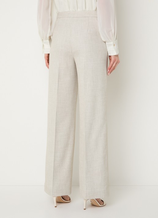 NIKKIE Pateete mid waist straight fit pantalon met steekzakken - achterkant creme