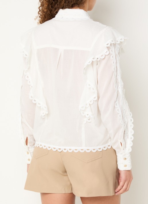 NIKKIE Patna blouse met broderie  - achterkant 3 wit