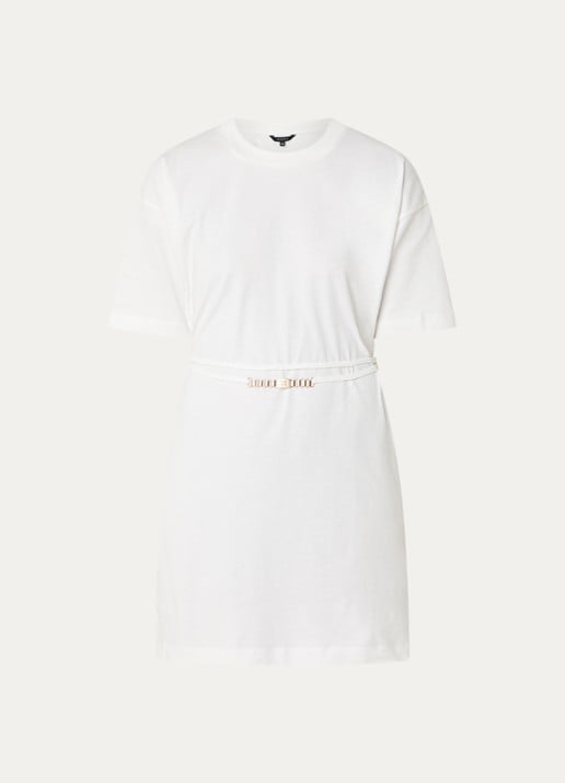 NIKKIE Patos T-shirt jurk met trekkoord - voorkant wit