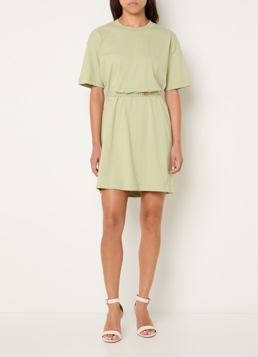 NIKKIE Patos T-shirt jurk met trekkoord - voorkant 4 groen