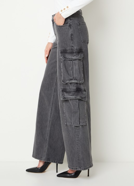 NIKKIE Patras high waist straight leg jeans met gekleurde wassing - detail 5 donkergrijs