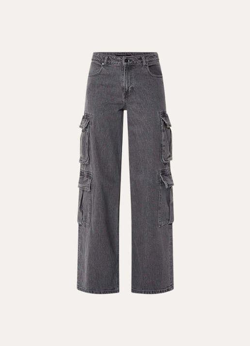 NIKKIE Patras high waist straight leg jeans met gekleurde wassing - voorkant 2 donkergrijs