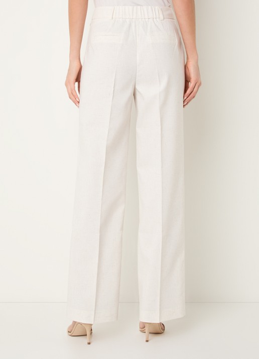 NIKKIE Payette high waist loose fit pantalon in linnenblend - achterkant 2 creme