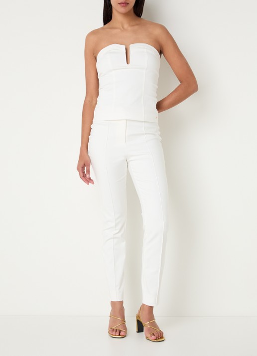 NIKKIE Peoria high waist slim fit pantalon met persplooi - voorkant 4 wit