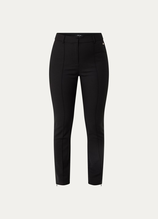 NIKKIE Peoria high waist slim fit pantalon met persplooi - voorkant 3 zwart