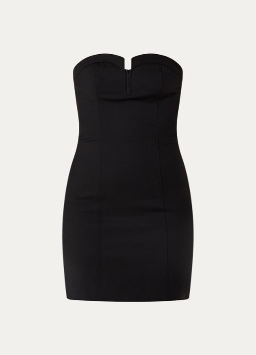 NIKKIE Peoria off shoulder mini jurk  - voorkant 2 zwart