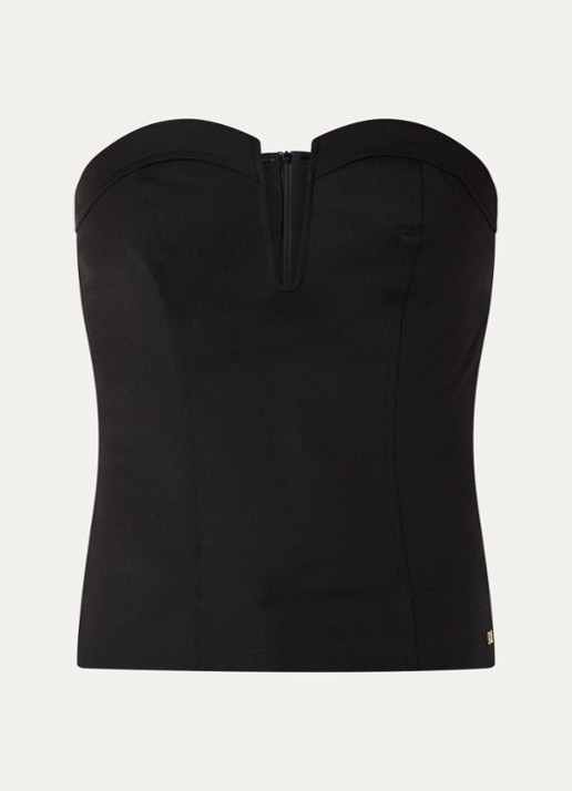 NIKKIE Peoria strapless top met logo - voorkant 2 zwart