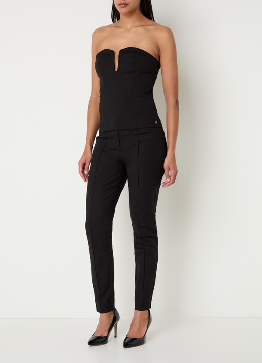 NIKKIE Peoria strapless top met logo - voorkant 3 zwart