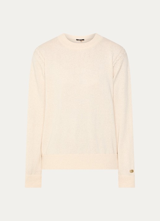 NIKKIE Pesaro fijngebreide trui in wolblend met lurex - voorkant 3 creme