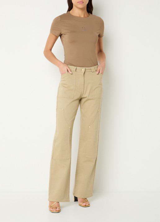 NIKKIE Pescara high waist straight leg jeans met gekleurde wassing - voorkant 2 khaki