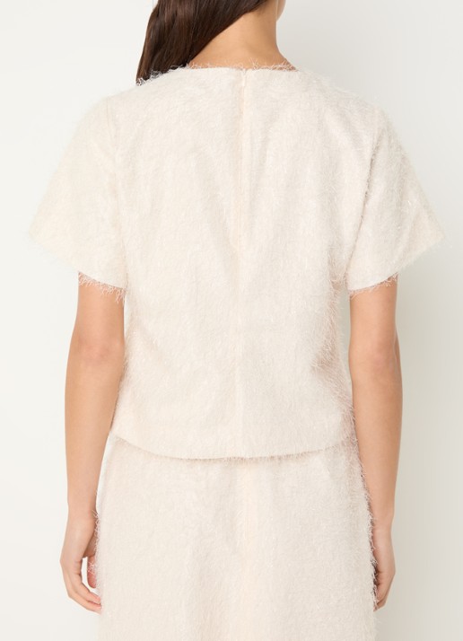 NIKKIE Phana top met strass en sierknopen - achterkant 4 creme