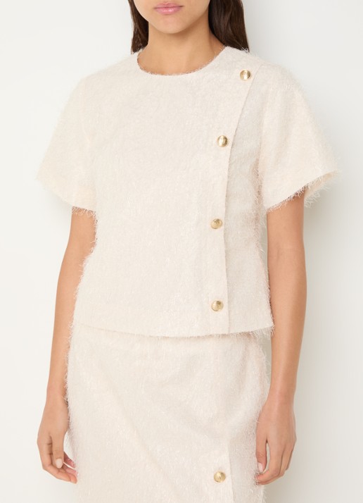 NIKKIE Phana top met strass en sierknopen