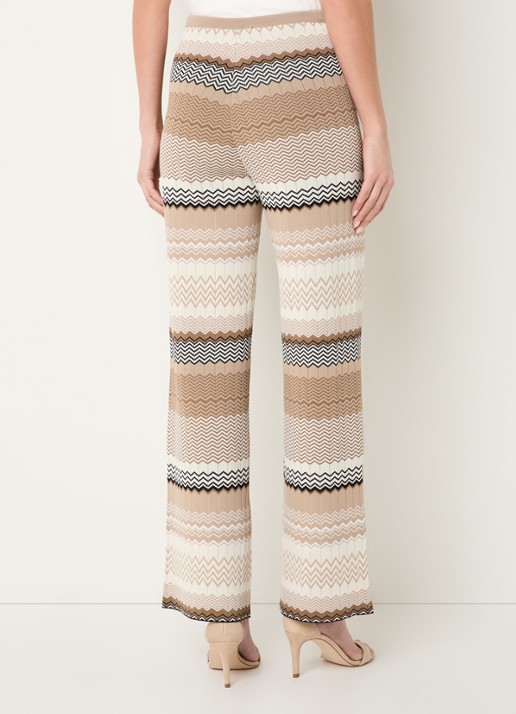 NIKKIE Pilazio high waist wide fit palazzo broek met grafische print - achterkant 3 zand