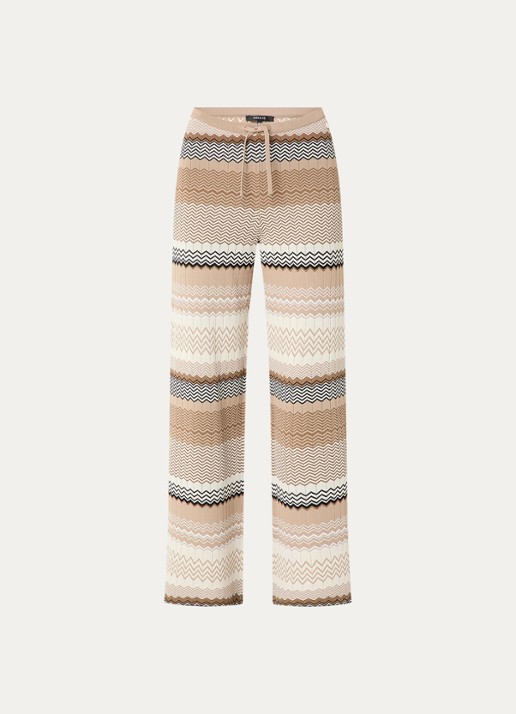NIKKIE Pilazio high waist wide fit palazzo broek met grafische print - voorkant zand
