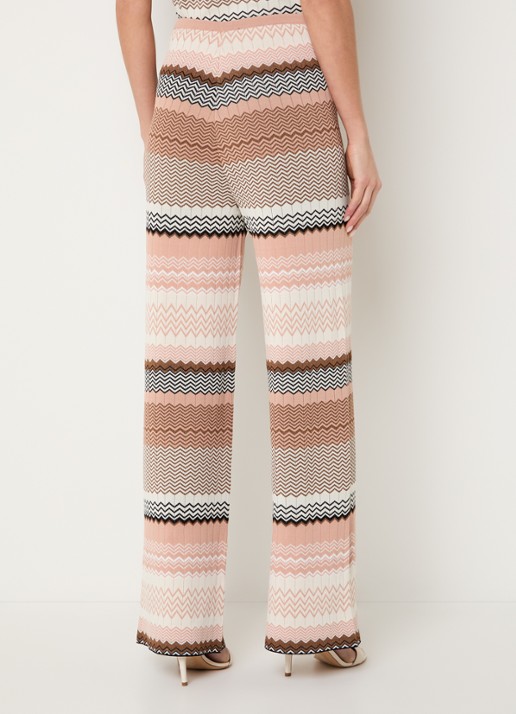 NIKKIE Pilazio high waist wide fit palazzo broek met grafische print - achterkant 3 zalmroze