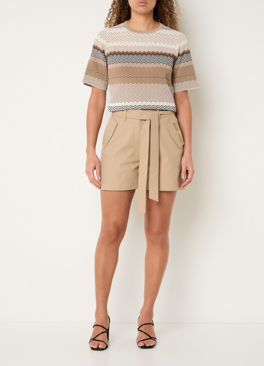 NIKKIE Pilazio top met print - voorkant 4 donkerbeige