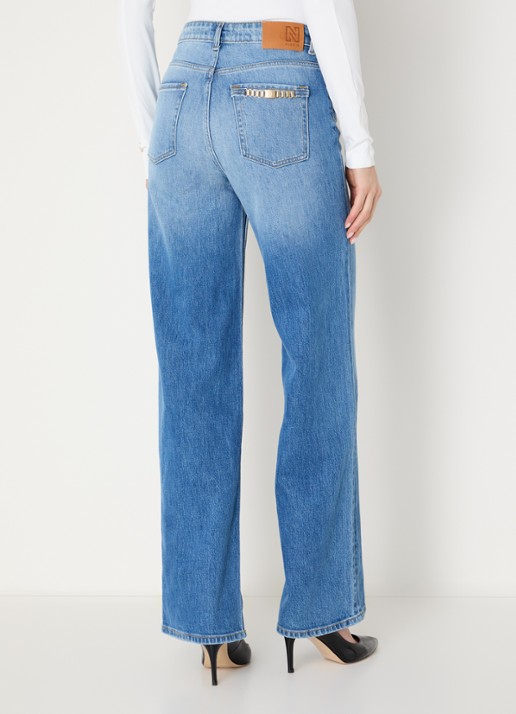 NIKKIE Plano high waist straight leg jeans met gekleurde wassing - achterkant indigo