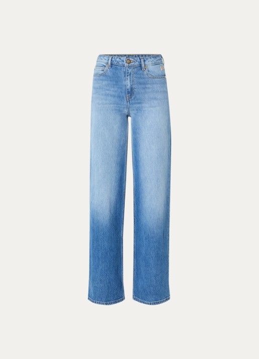 NIKKIE Plano high waist straight leg jeans met gekleurde wassing - voorkant 4 indigo