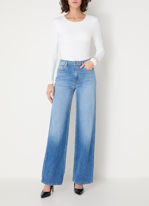 NIKKIE Plano high waist straight leg jeans met gekleurde wassing - voorkant 5 indigo