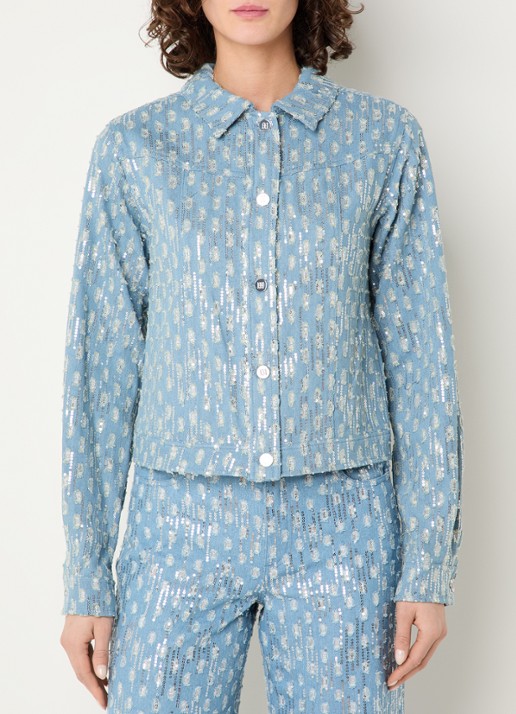 NIKKIE Pools blouse van denim met pailletten