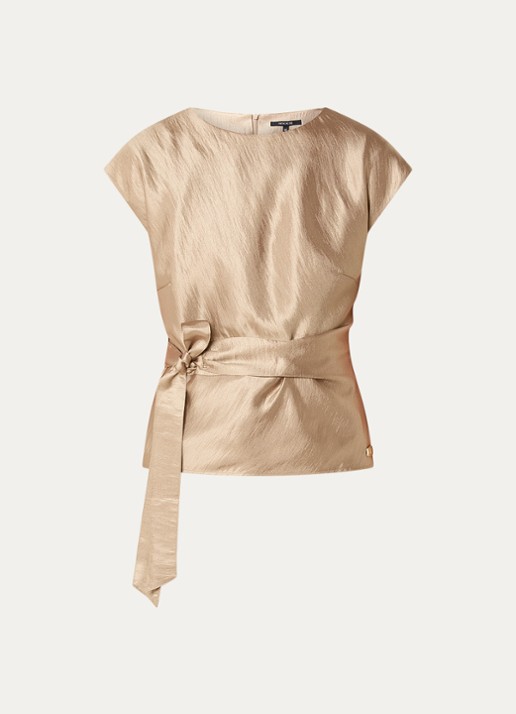NIKKIE Porlamar top met metallic finish en strikdetail - voorkant 2 goud