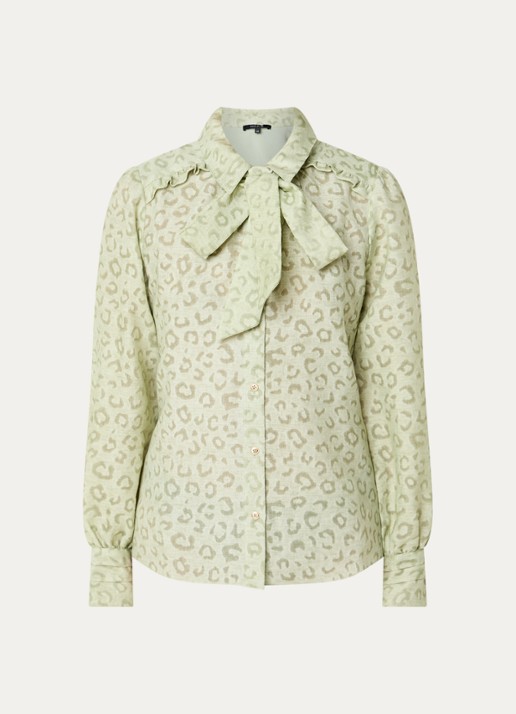 NIKKIE Pragues blouse met panterprint - voorkant taupe
