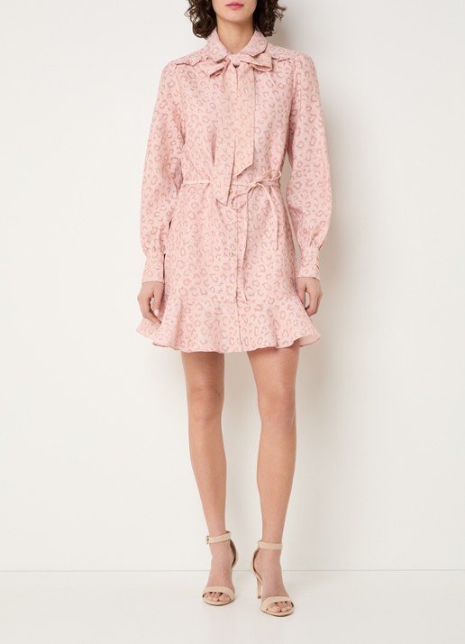 NIKKIE Pragues mini jurk met panterprint - voorkant 3 oudroze