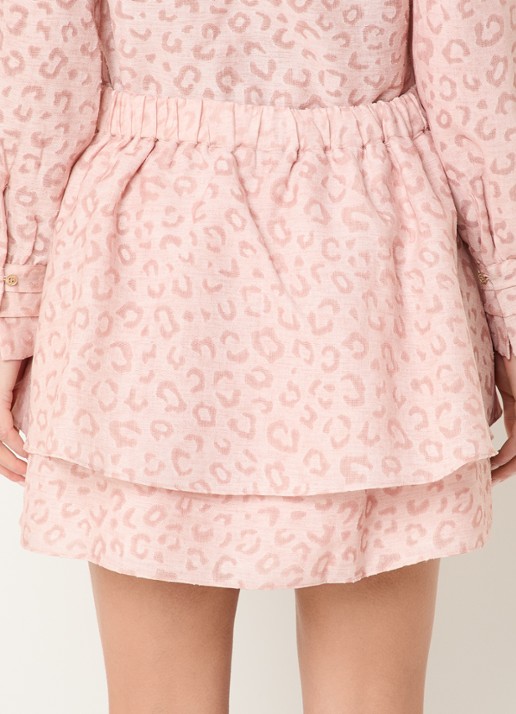 NIKKIE Pragues mini rok met panterprint - achterkant oudroze