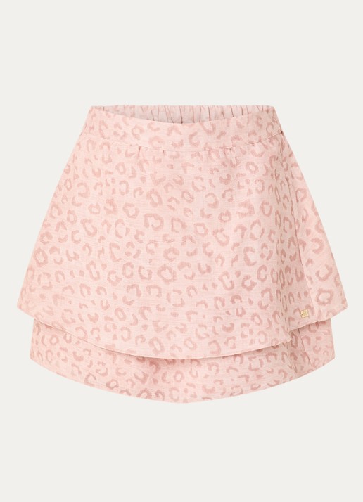 NIKKIE Pragues mini rok met panterprint - voorkant 2 oudroze