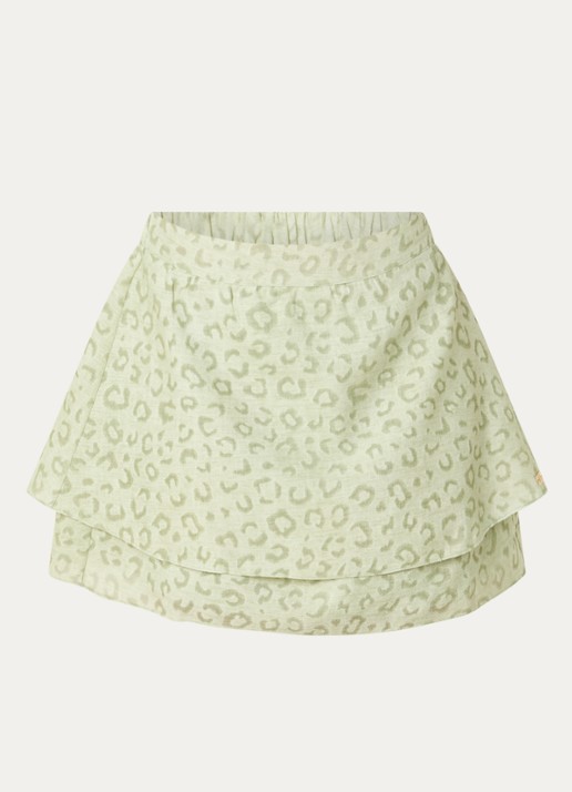 NIKKIE Pragues mini rok met panterprint - voorkant 3 donkerblauw