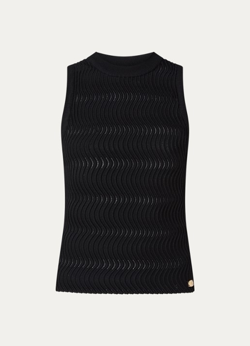NIKKIE Prescott top met structuur - voorkant 2 zwart