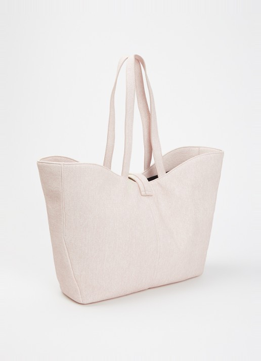 NIKKIE Preston shopper van denim - achterkant beige