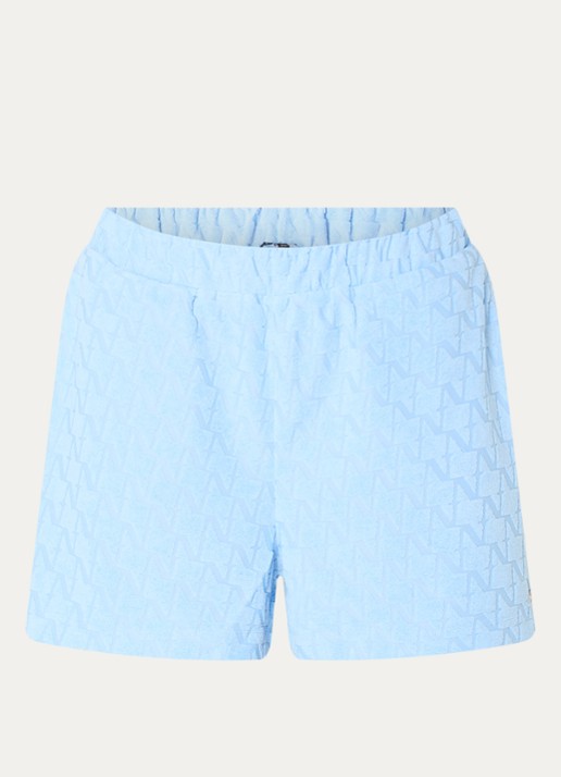NIKKIE Qea high waist wide fit korte broek van badstof - voorkant 3 blauw