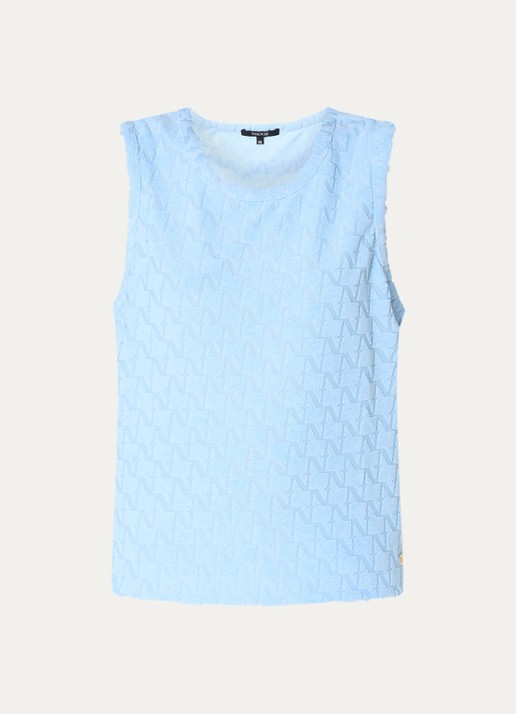 NIKKIE Qea top van badstof - voorkant 3 blauw